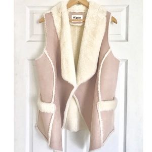 Women Fully Lined suede Pink Vest Coat